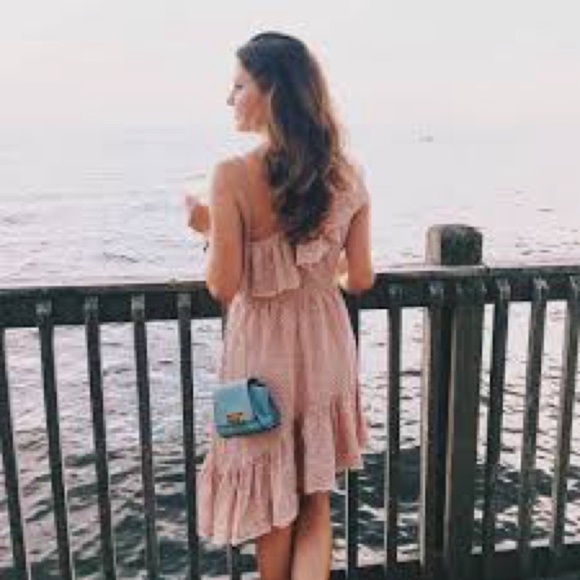 LoveShackFancy / Pink Pamela Party One Shoulder Eyelet Dress cotton small S - Picture 9 of 9